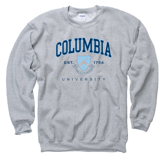 Columbia University Men's Crew Neck Sweatshirt-Gray-Shop College Wear