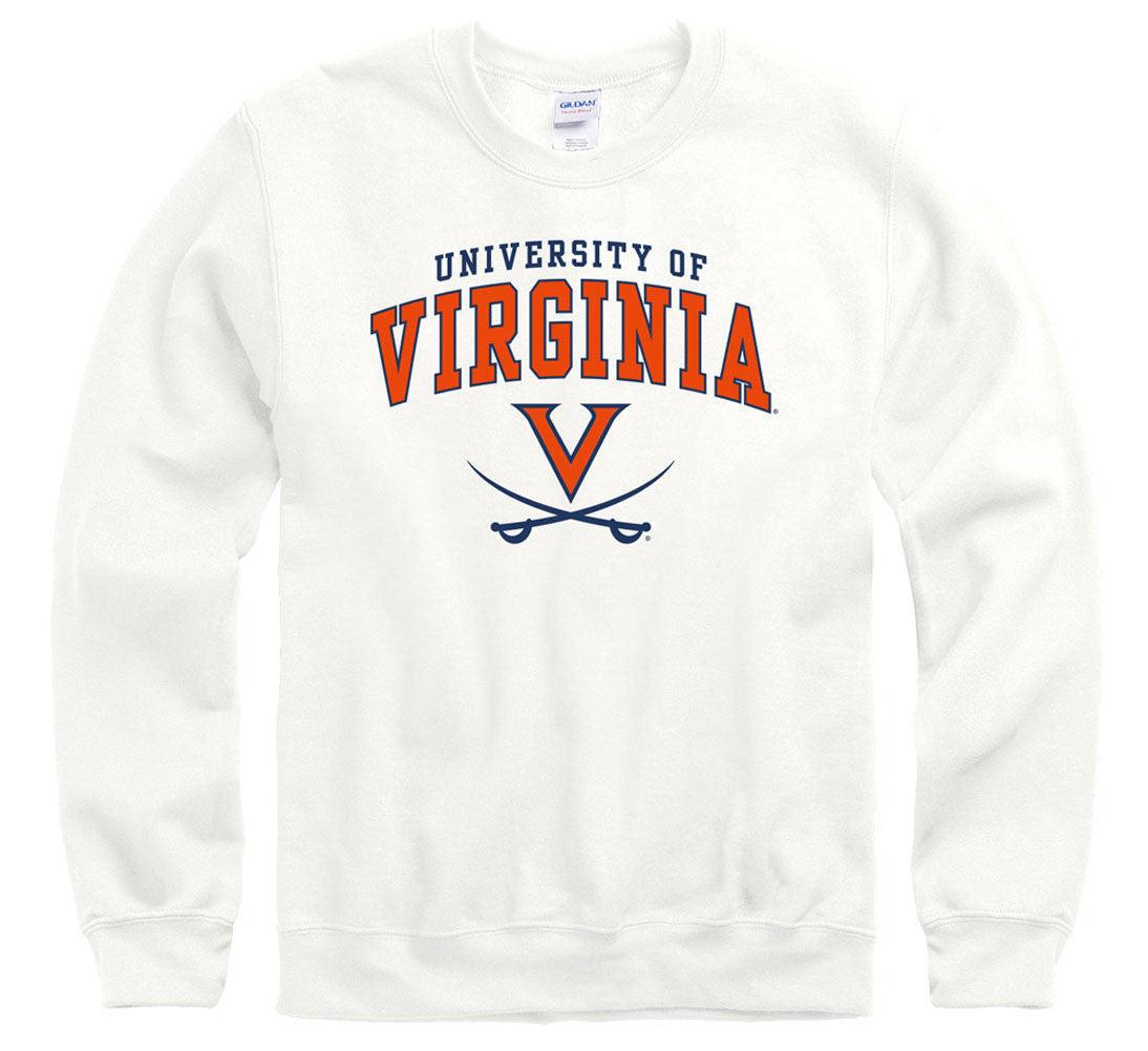 University of Virginia Cavaliers Crew-Neck Sweatshirt-White-Shop College Wear