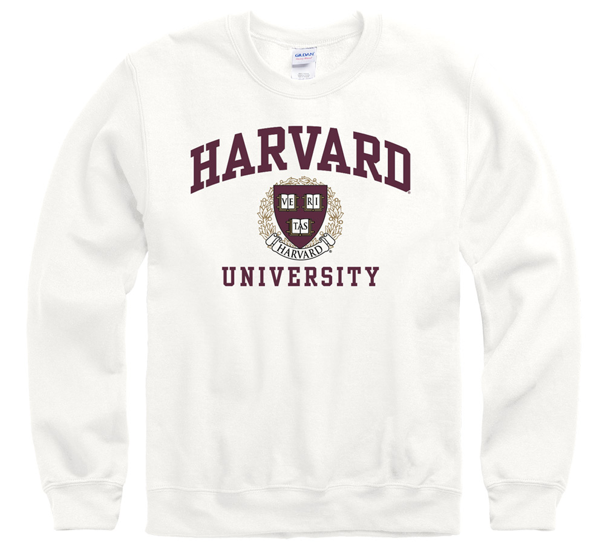 Harvard University Men's Crew-Neck Sweatshirt-White-Shop College Wear