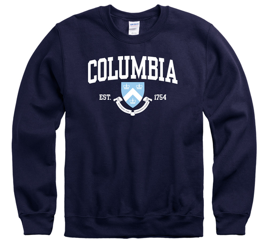 Columbia University Men's Crew-Neck Sweatshirt-Navy-Shop College Wear