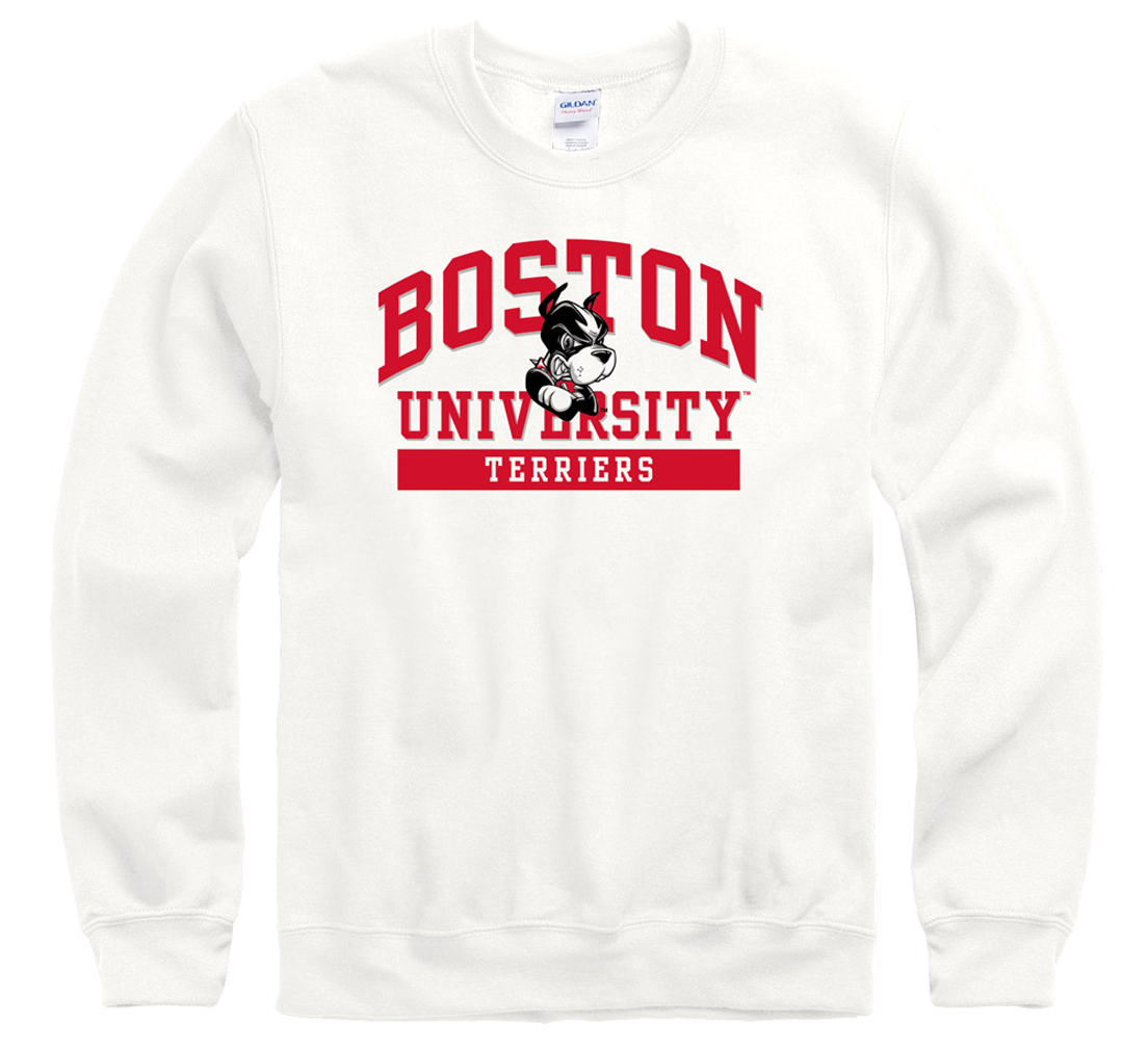 Boston University Terriers Men's Crew-Neck Sweatshirt-White-Shop College Wear