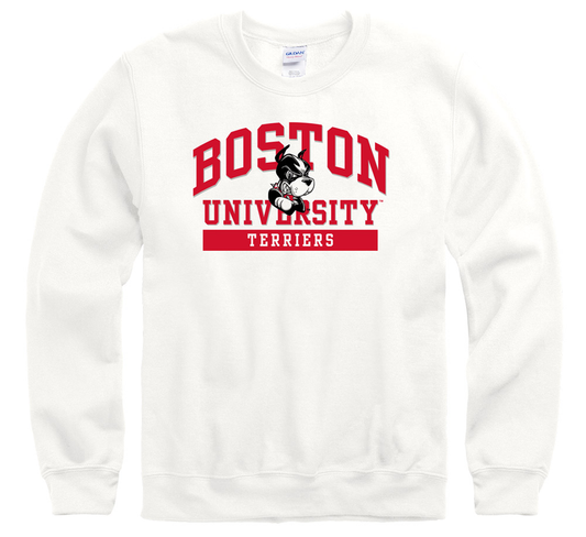 Boston University Terriers Men's Crew-Neck Sweatshirt-White-Shop College Wear