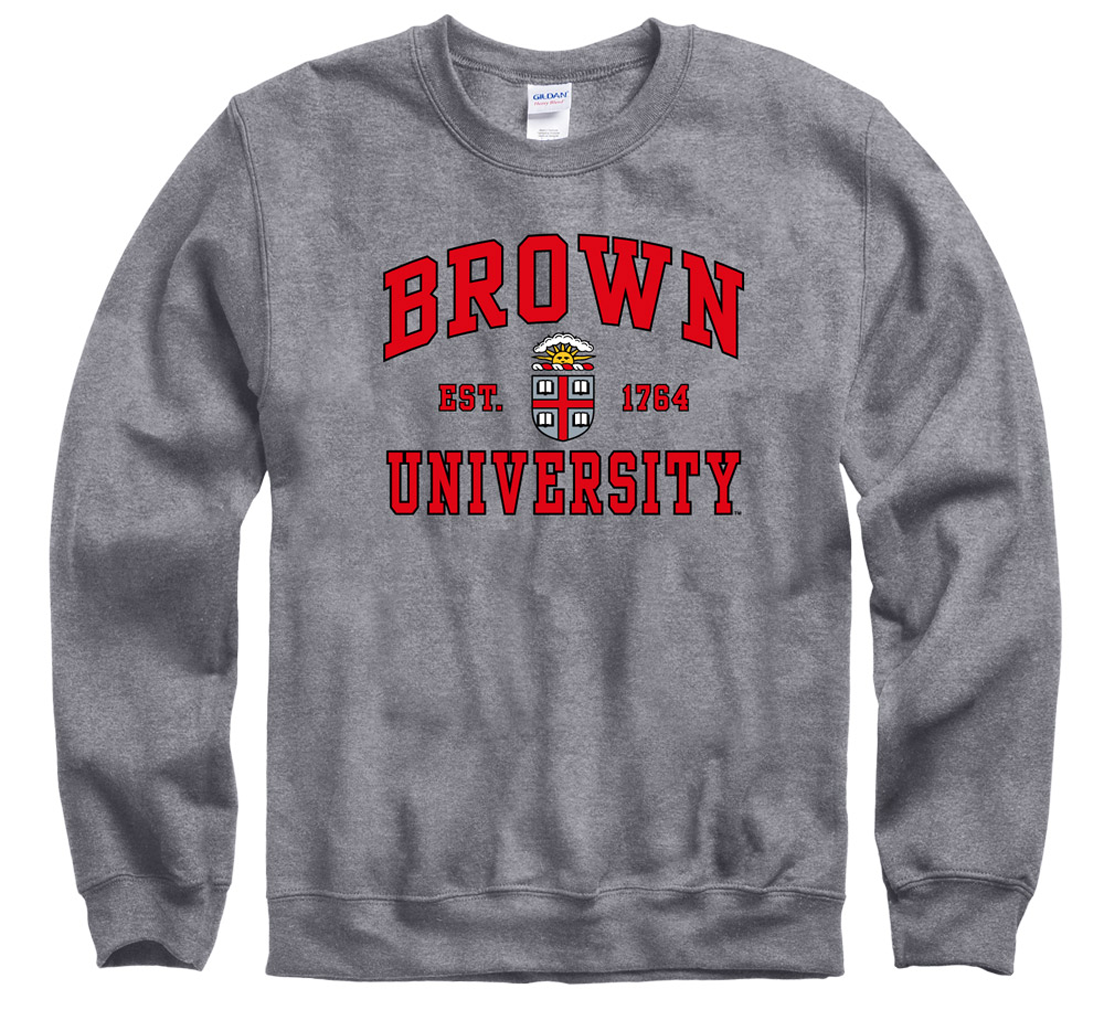 Brown University Men's Crew-Neck Sweatshirt-Charcoal-Shop College Wear