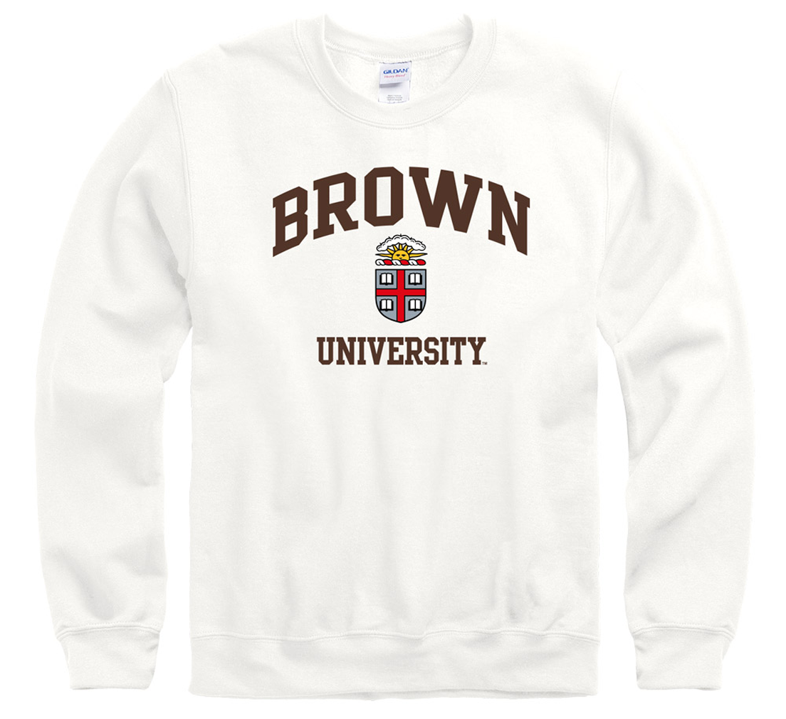 Brown University Men's Crew-Neck Sweatshirt-White-Shop College Wear