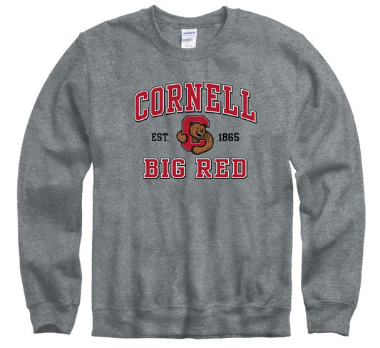 Cornell University Big Red Athletic mark crew-neck sweatshirt-Charcoal-Shop College Wear