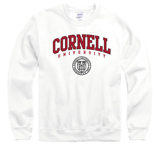 Cornell University Big Red double arch crew-neck sweatshirt-White-Shop College Wear