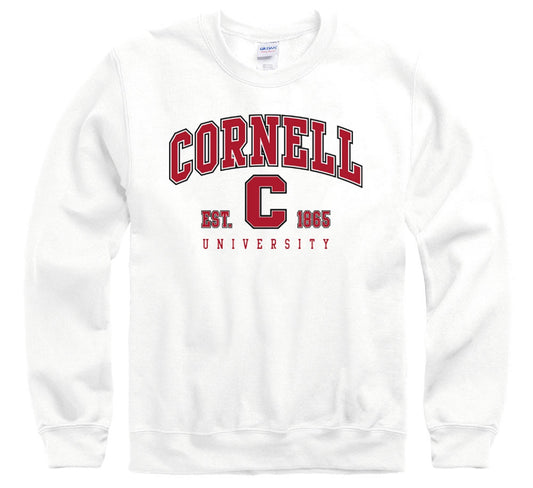 Cornell University Big Red crew-neck sweatshirt-White-Shop College Wear