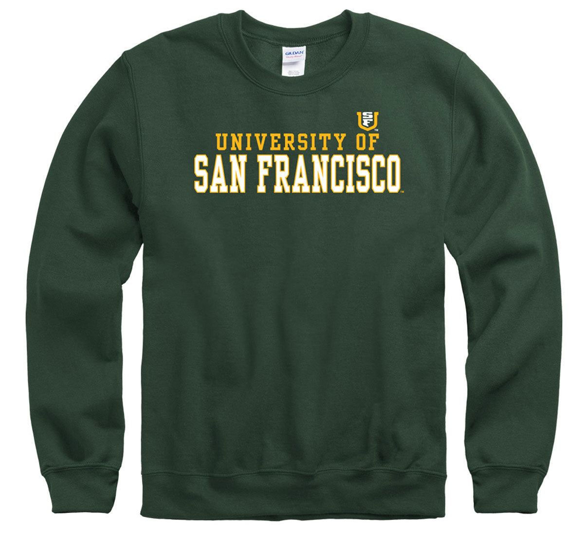 University of San Francisco Dons stacked crew neck sweatshirt-Green-Shop College Wear