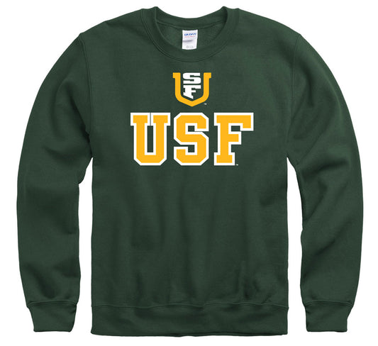University of San Francisco USF block crew-neck sweatshirt-Green-Shop College Wear