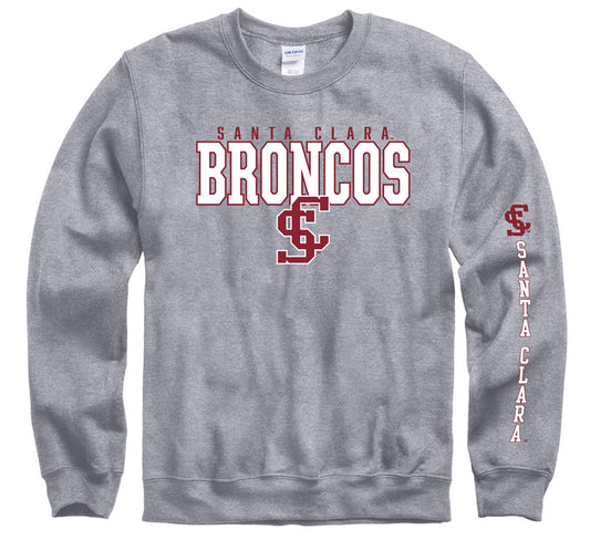 Santa Clara University Broncos crew neck sweatshirt-Gray-Shop College Wear