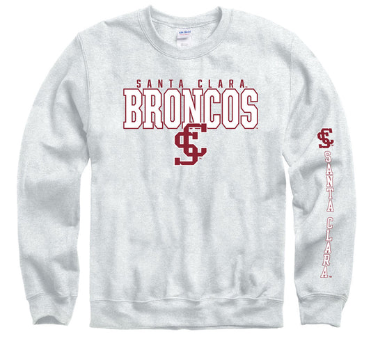 Santa Clara University Broncos crew neck sweatshirt-Ash Gray-Shop College Wear