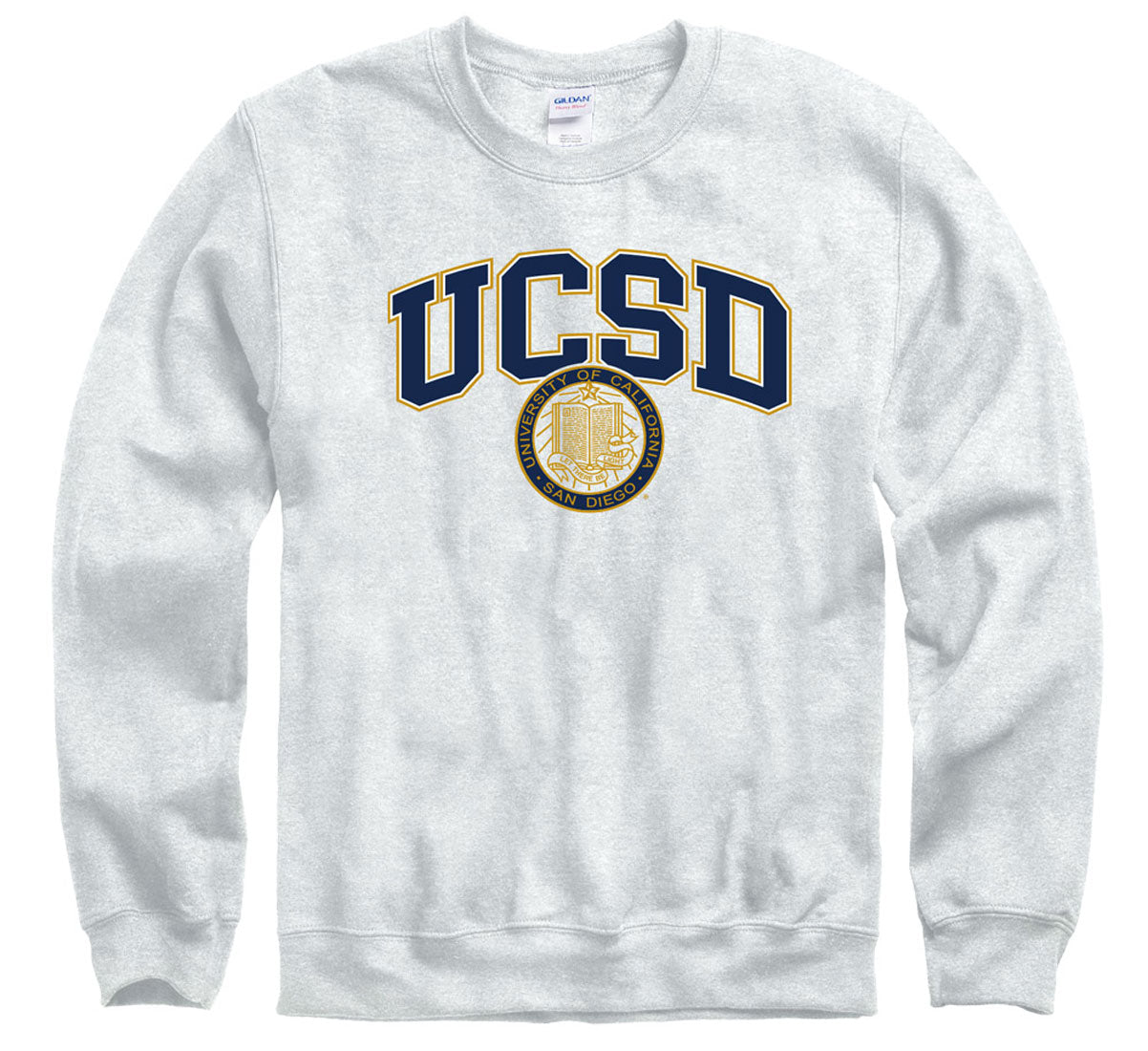 University of California San Diego UCSD arch and seal crew neck sweatshirt- Ash Gray-Shop College Wear