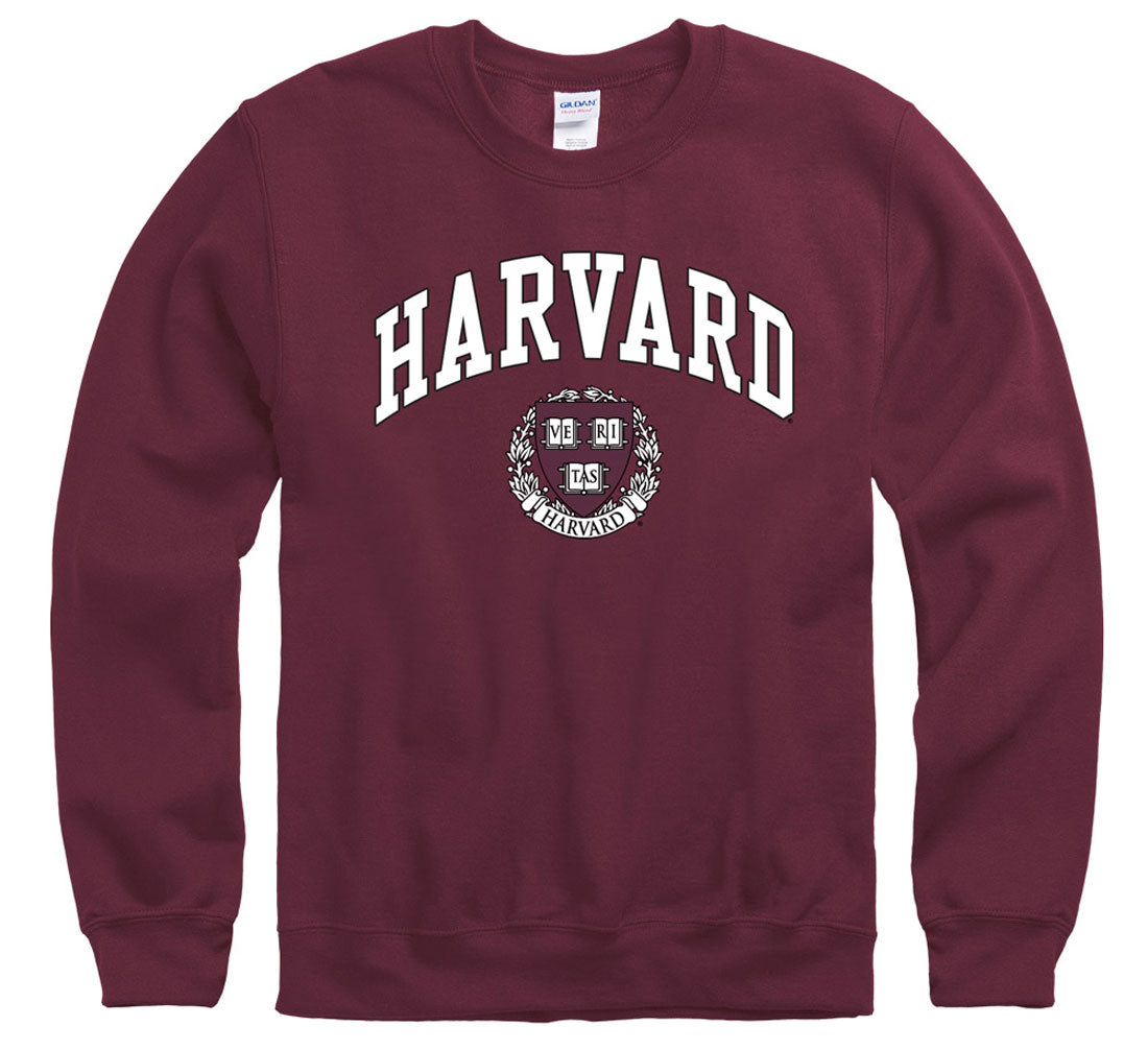 Harvard University classic arch and shield crew-neck sweatshirt-Maroon-Shop College Wear