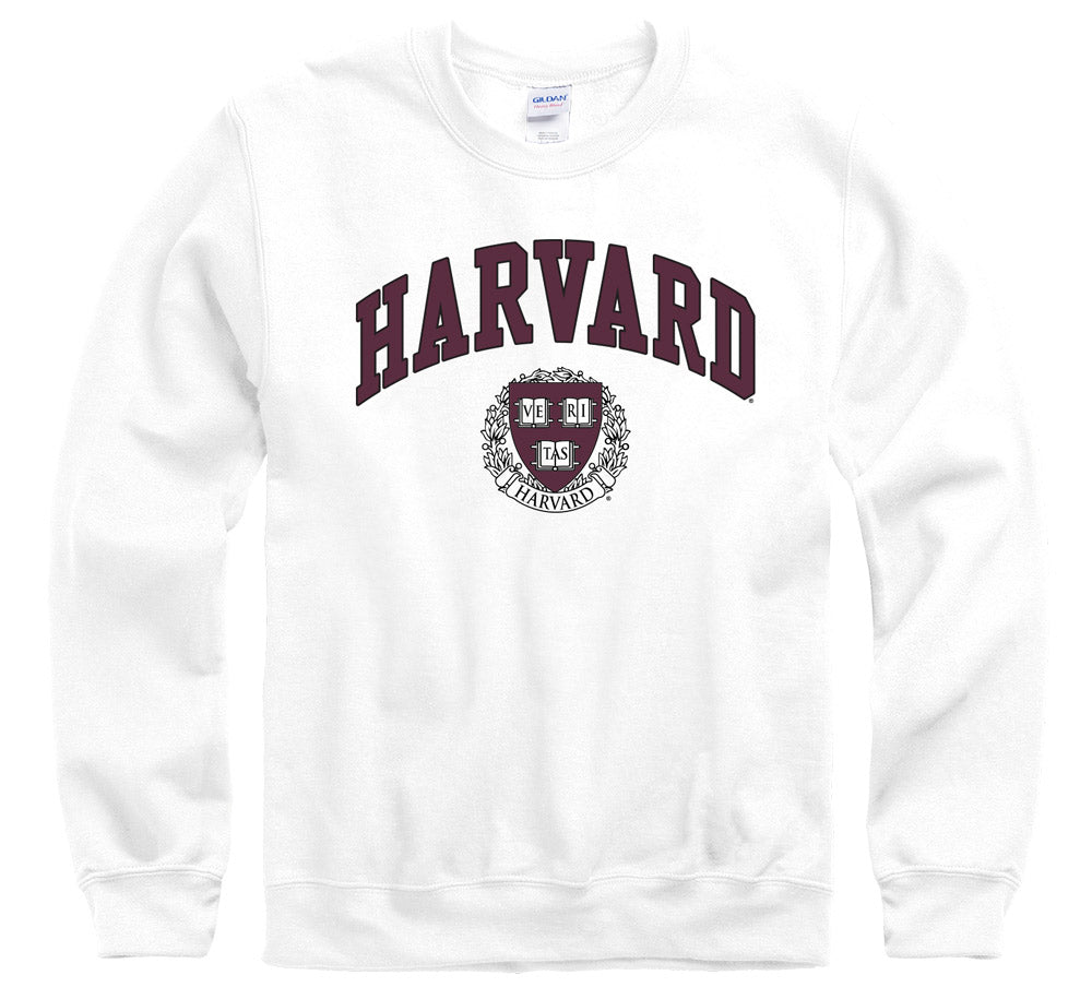 Harvard University bold arch & shield crew-Neck sweatshirt-White-Shop College Wear