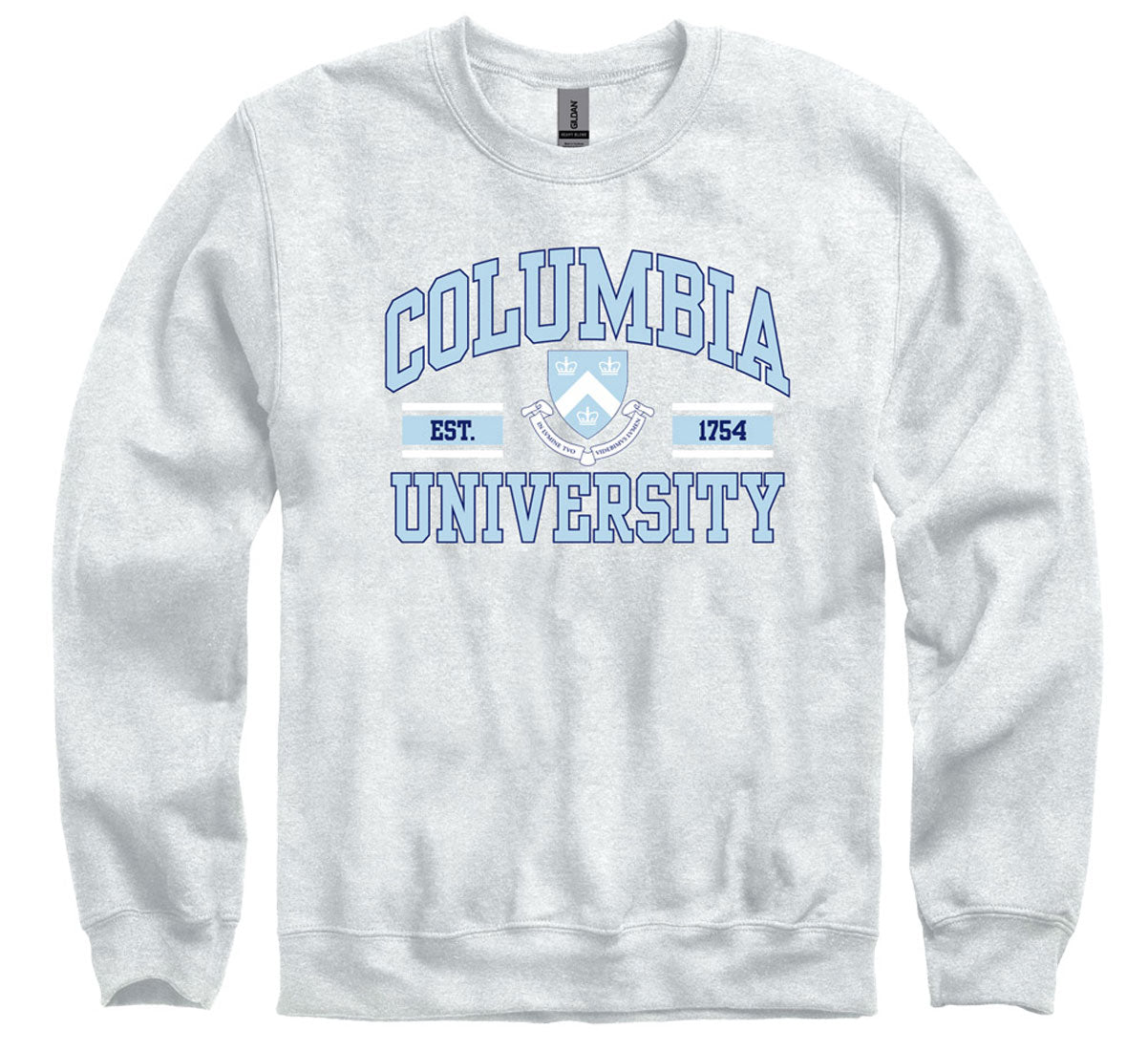 Columbia University Lions shield and bars crew-neck sweatshirt-Ash Gray-Shop College Wear