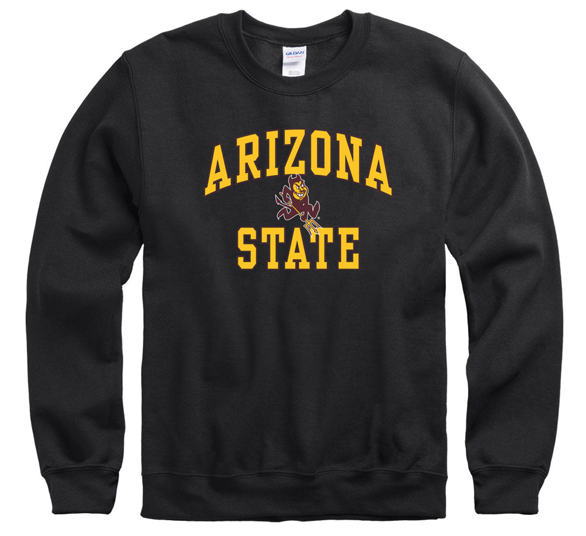 Arizona State arch and Sparky ASU crewneck sweatshirt-Black-Shop College Wear