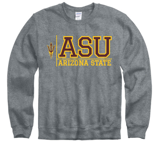 Arizona State University ASU cross and fork crew-neck sweatshirt-Charcoal-Shop College Wear