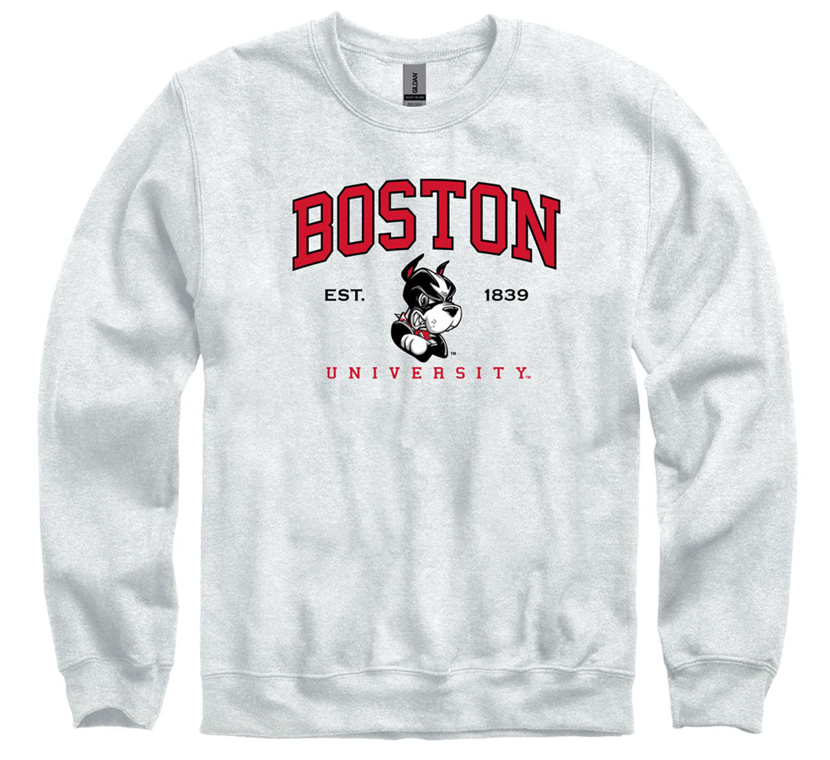 Boston University Terriers crew-neck sweatshirt-Ash Gray-Shop College Wear