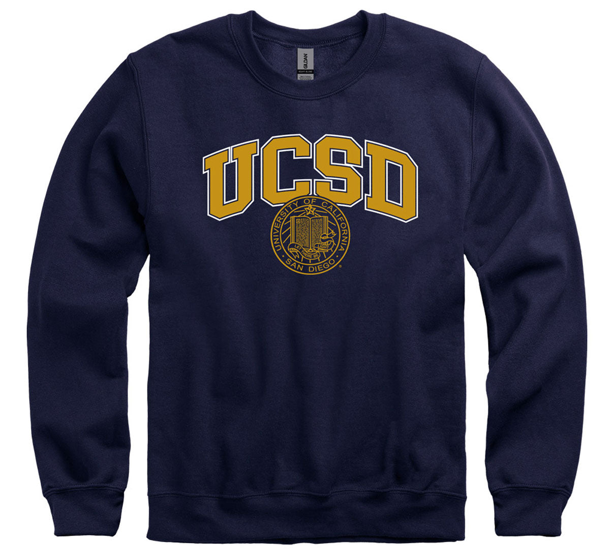U.C. San Diego UCSD block and seal crew-neck sweatshirt-Navy-Shop College Wear