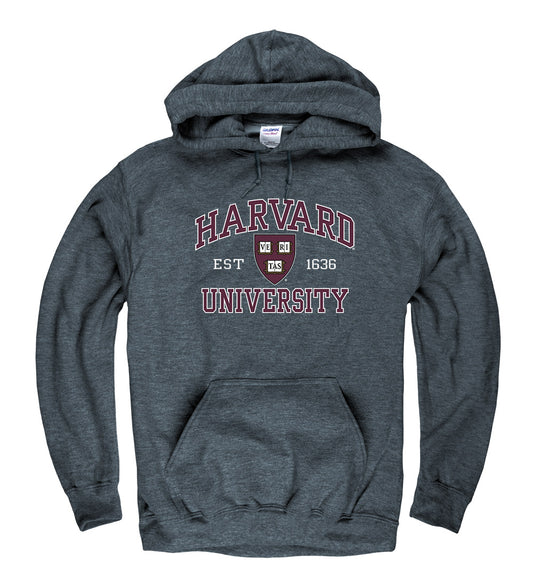 Harvard Crimson Men's Hoodie Sweatshirt-Charcoal-Shop College Wear