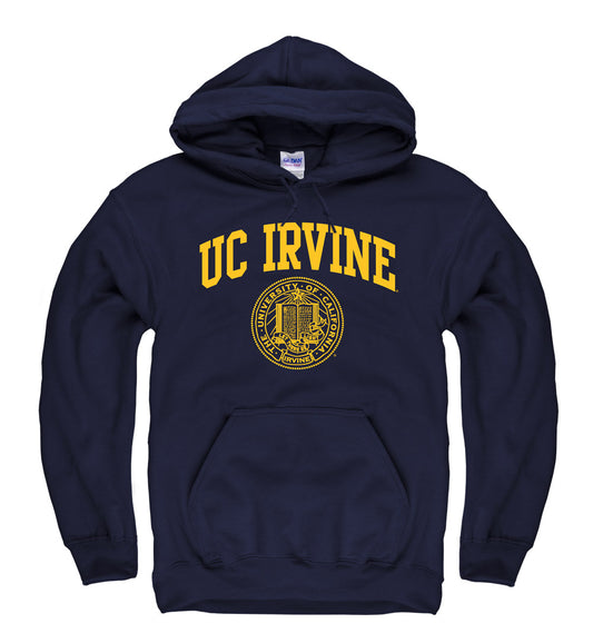 UC Irvine Arch & Seal Men's Hoodie Sweatshirt - Navy-Shop College Wear