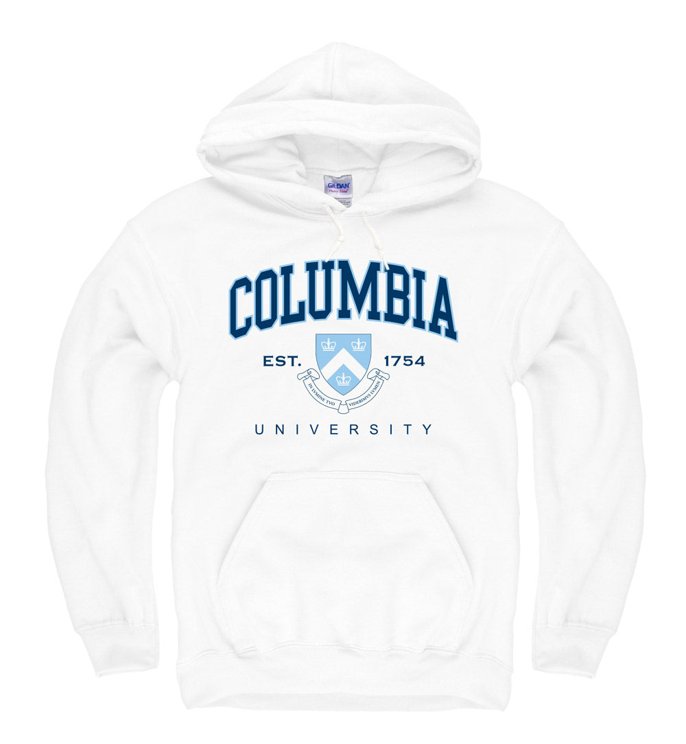 Columbia University Men's Hoodie Sweatshirt-White-Shop College Wear