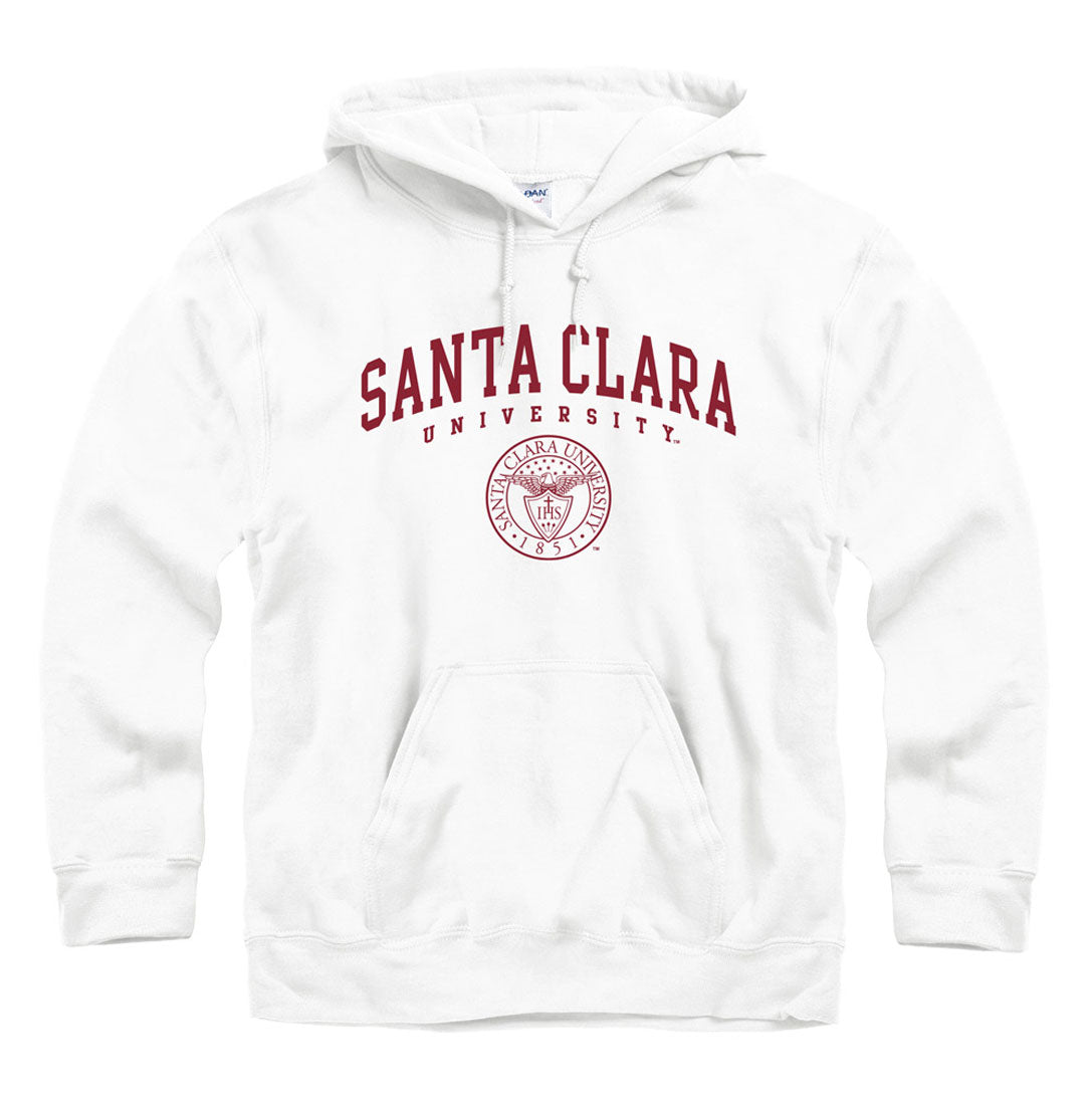 Santa Clara University Broncos double arch and seal hoodie sweatshirt-White-Shop College Wear