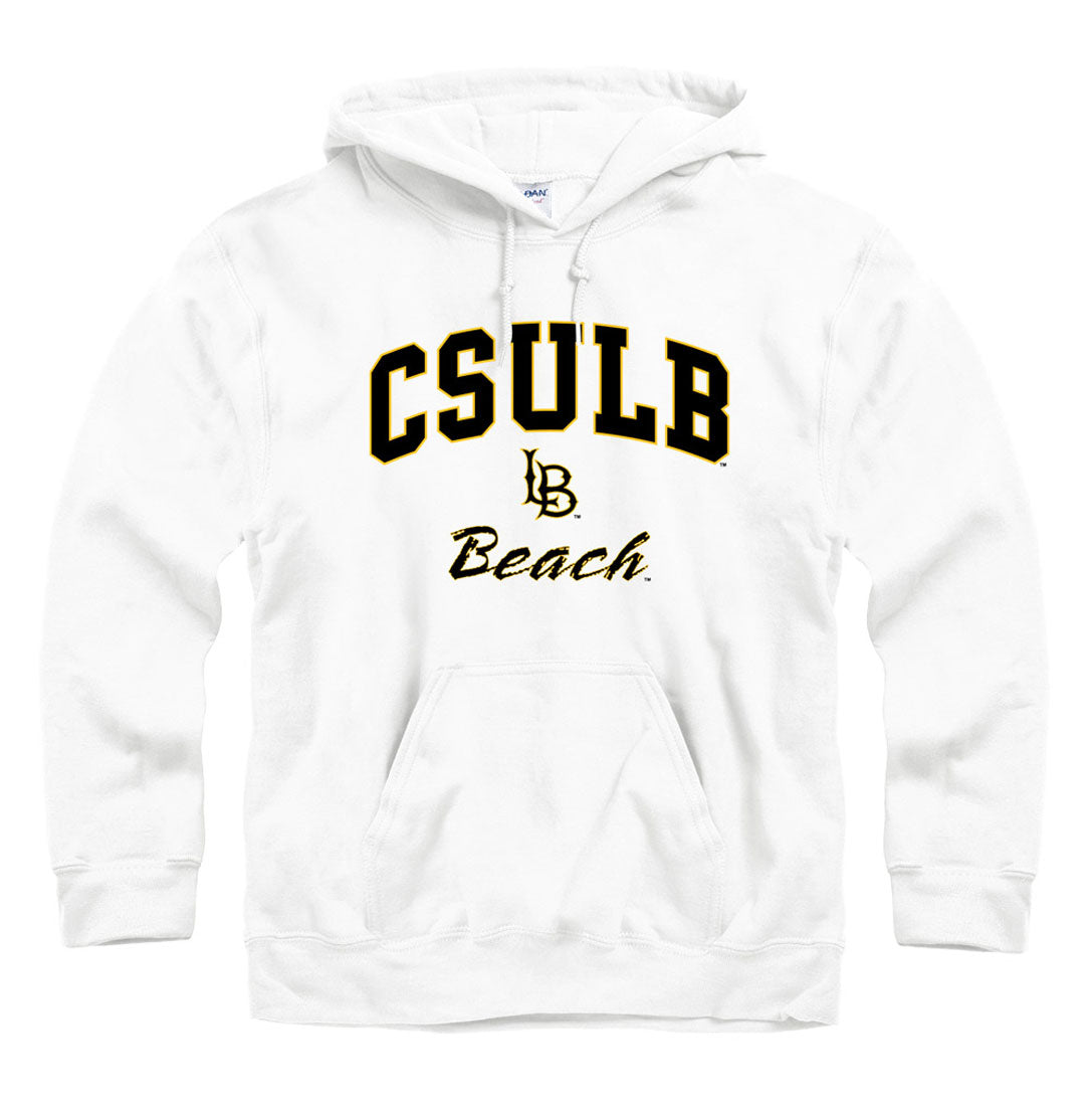 Cal State Long Beach CSULB block hoodie sweatshirt-White-Shop College Wear