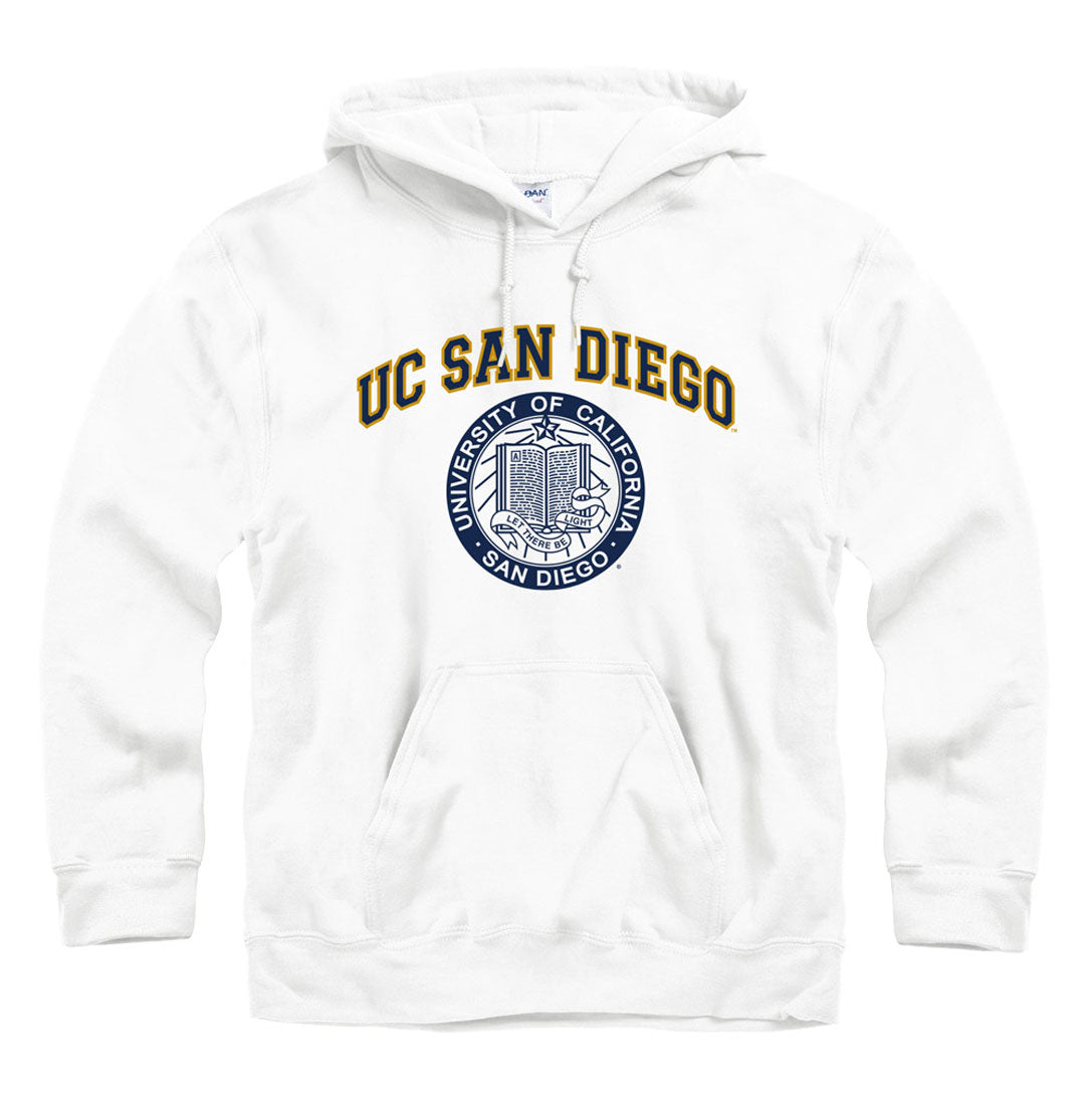 U.C. San Diego two color arch & Seal hoodie sweatshirt-White-Shop College Wear