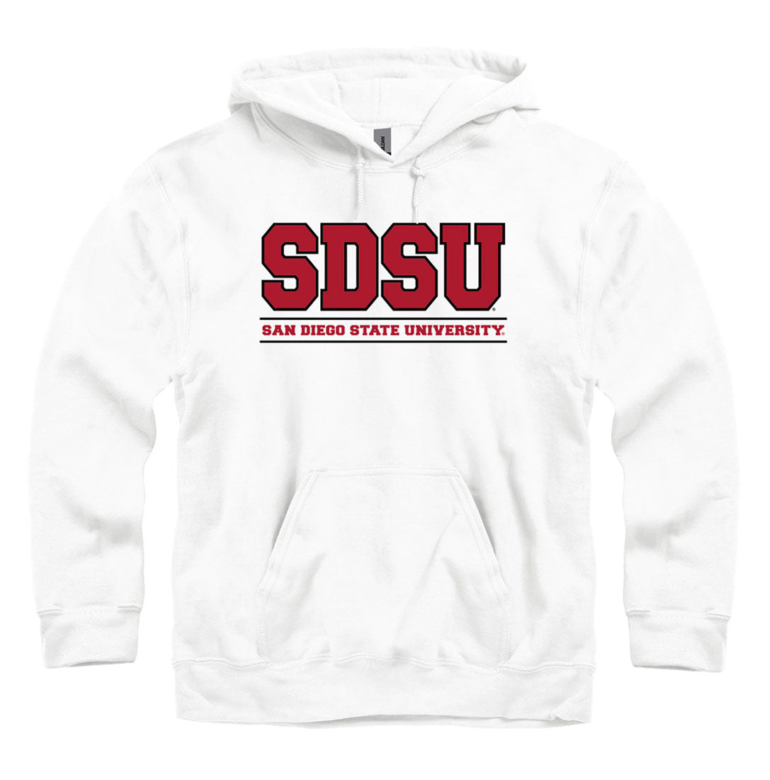 San Diego State University SDSU horizontal block hoodie sweatshirt-White-Shop College Wear