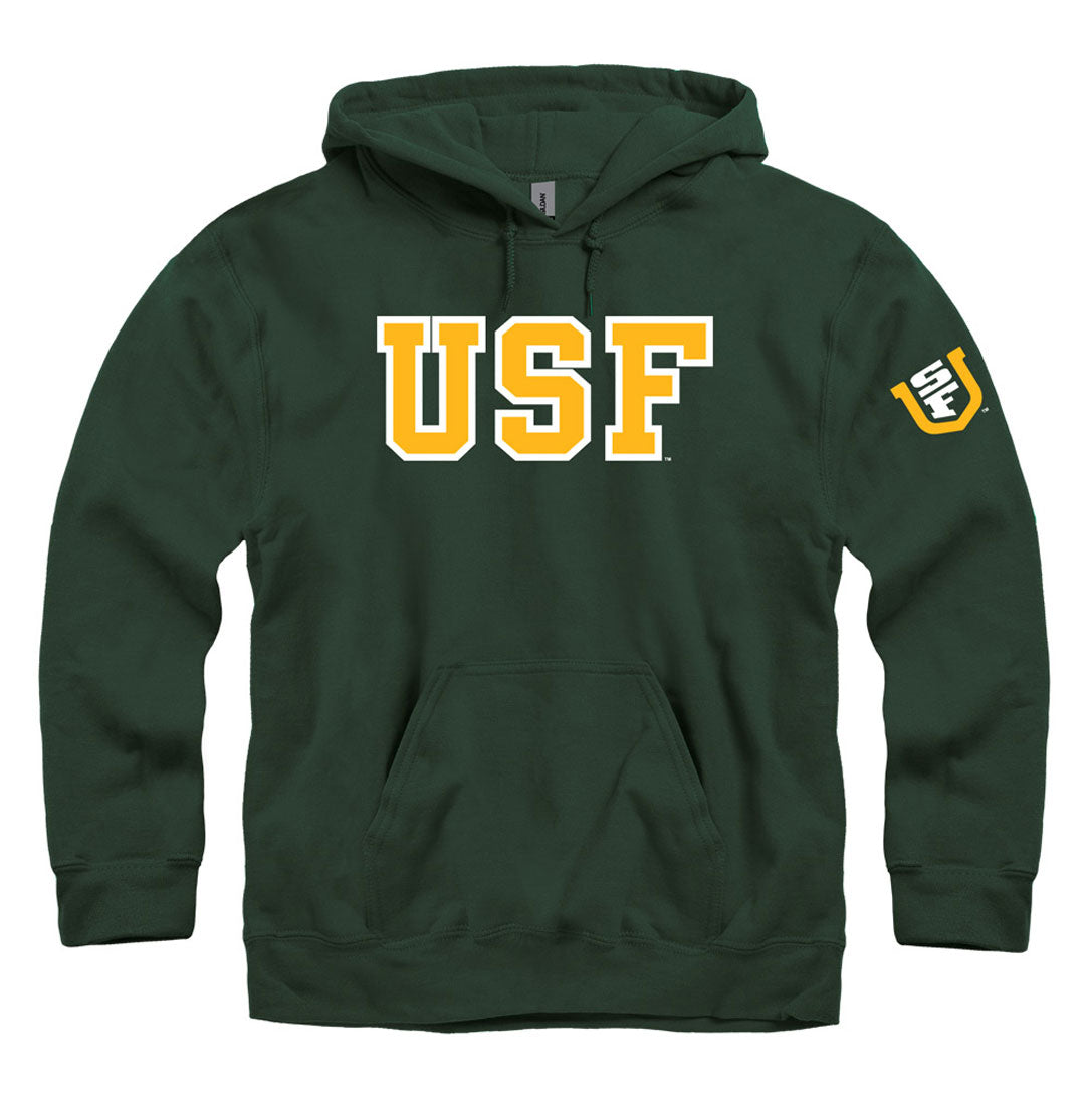 University of San Francisco USF Dons block hoodie sweatshirt-Green-Shop College Wear