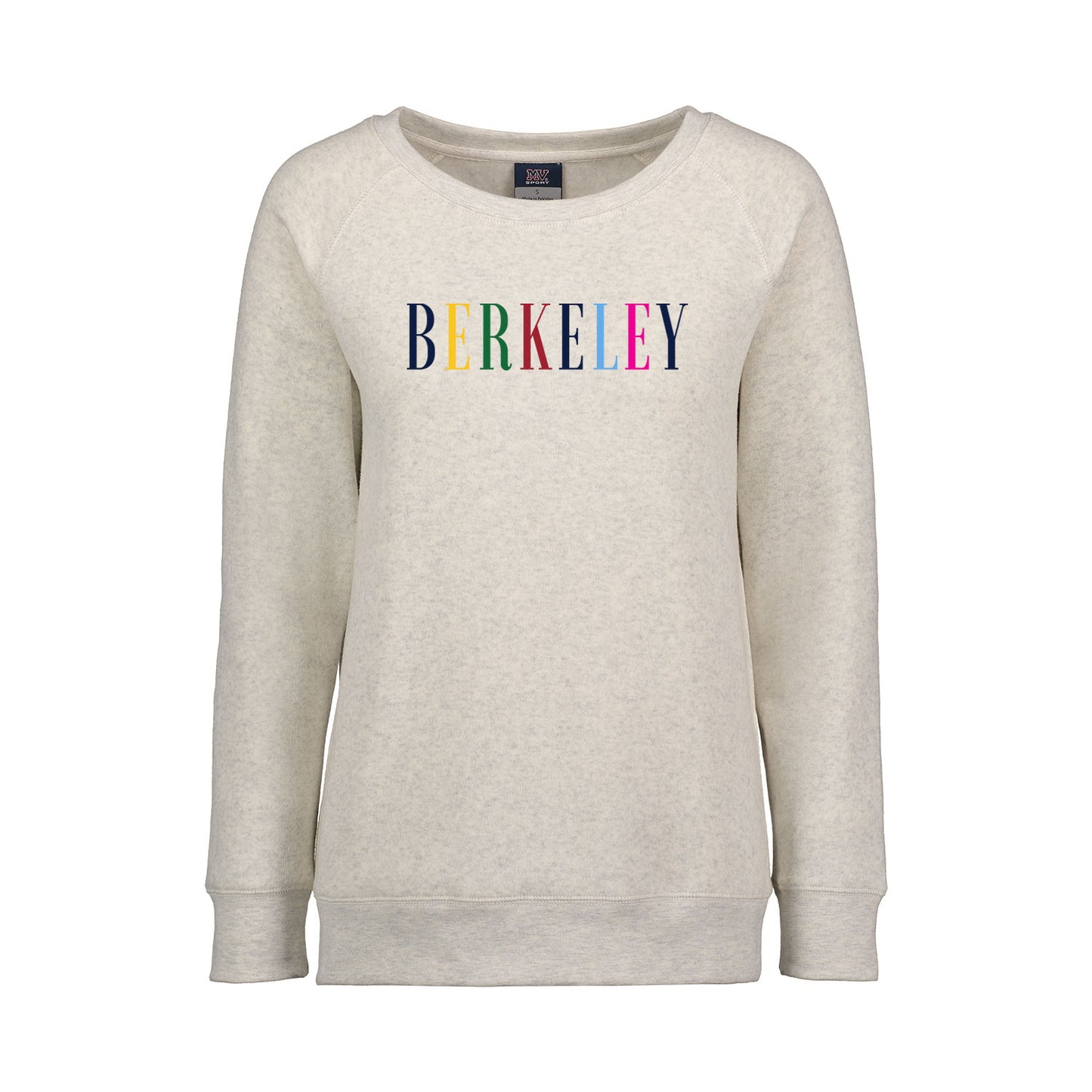Berkeley city inspired multi color embroidered women's raglan crew-neck sweatshirt-Oatmeal-Shop College Wear