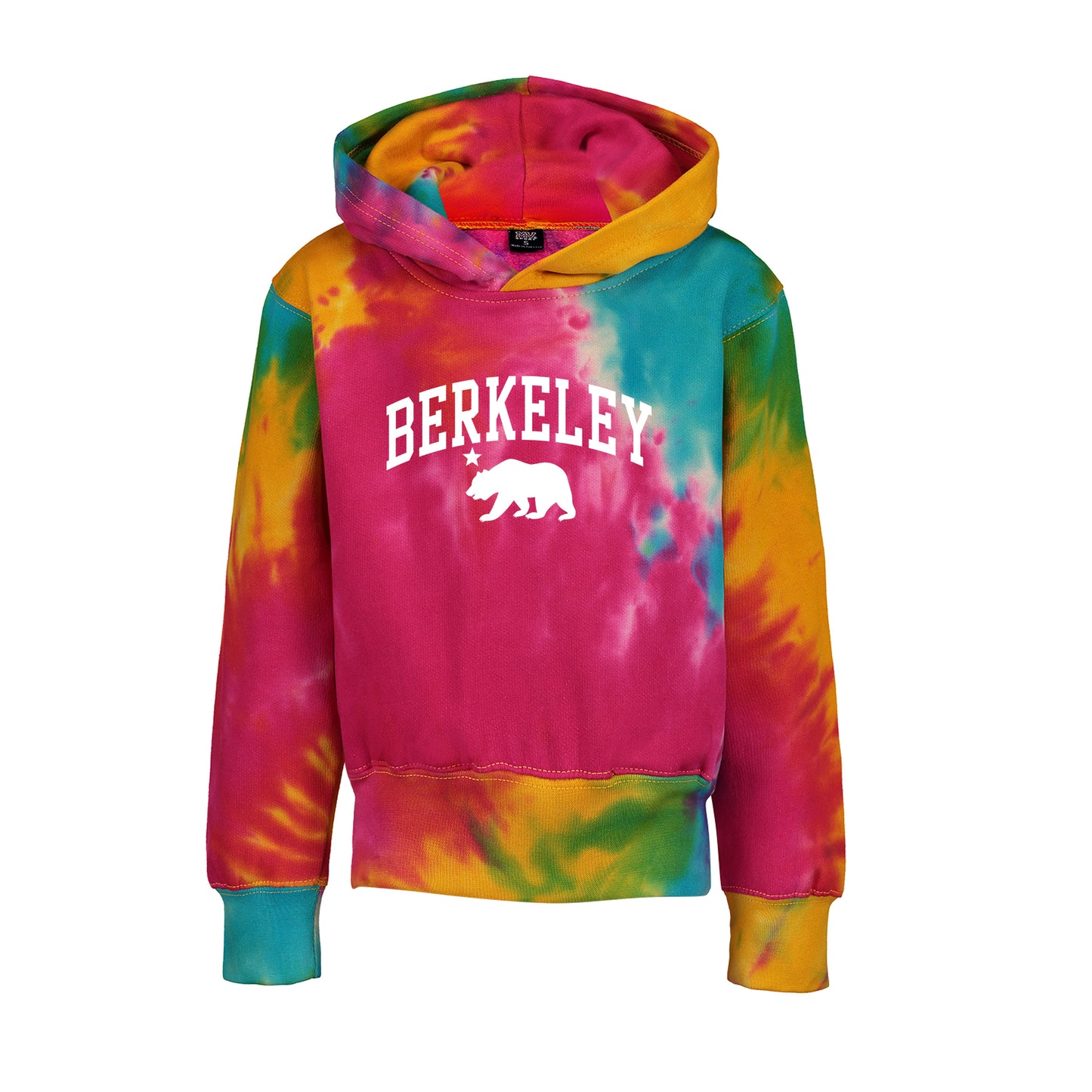 Berkeley state bear and star youth tie dye hoodie sweatshirt-Rainbow-Shop College Wear