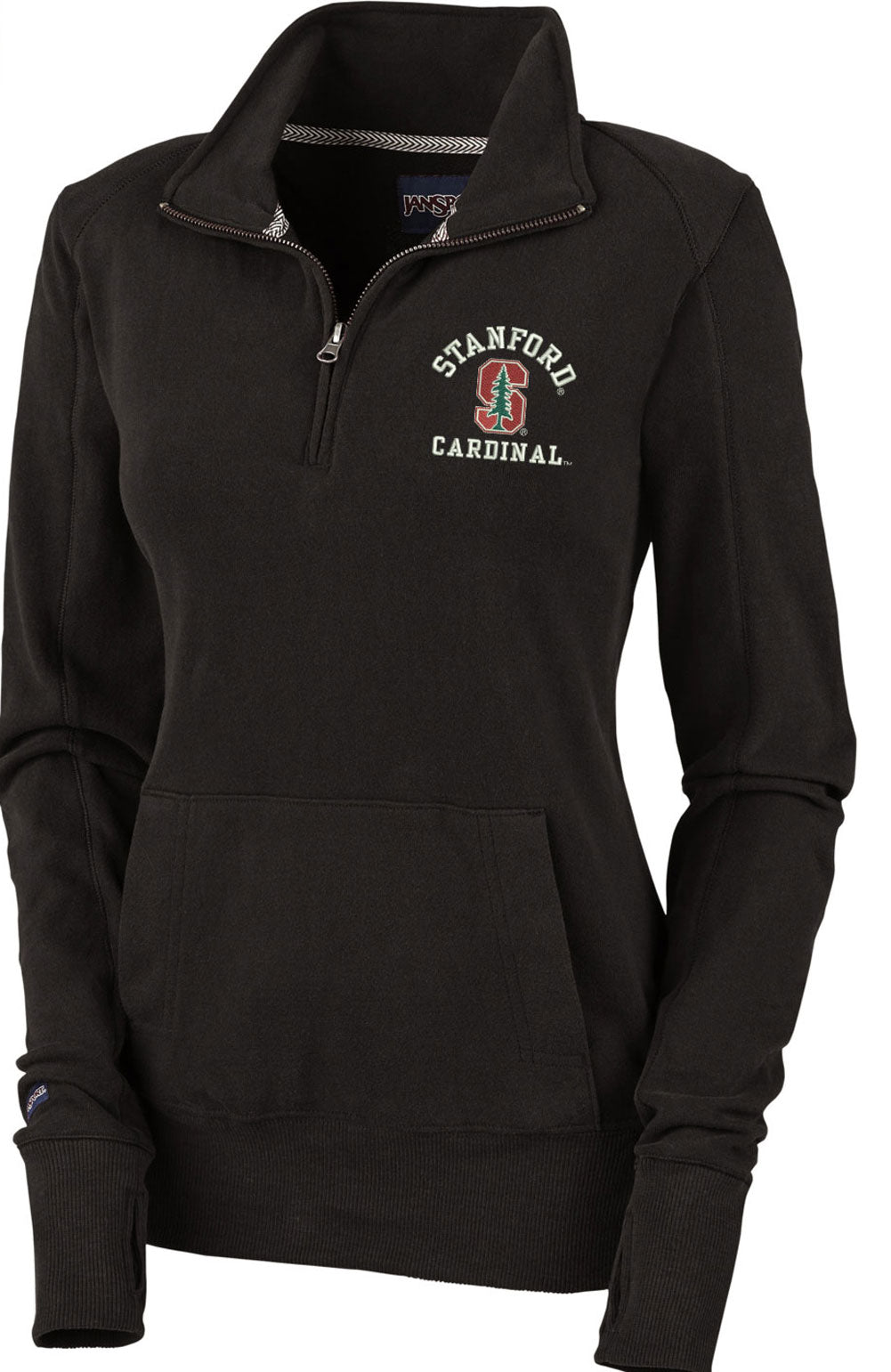 Stanford Cardinal Women's 1/4" Zip Retro Sweatshirt-Black-Shop College Wear