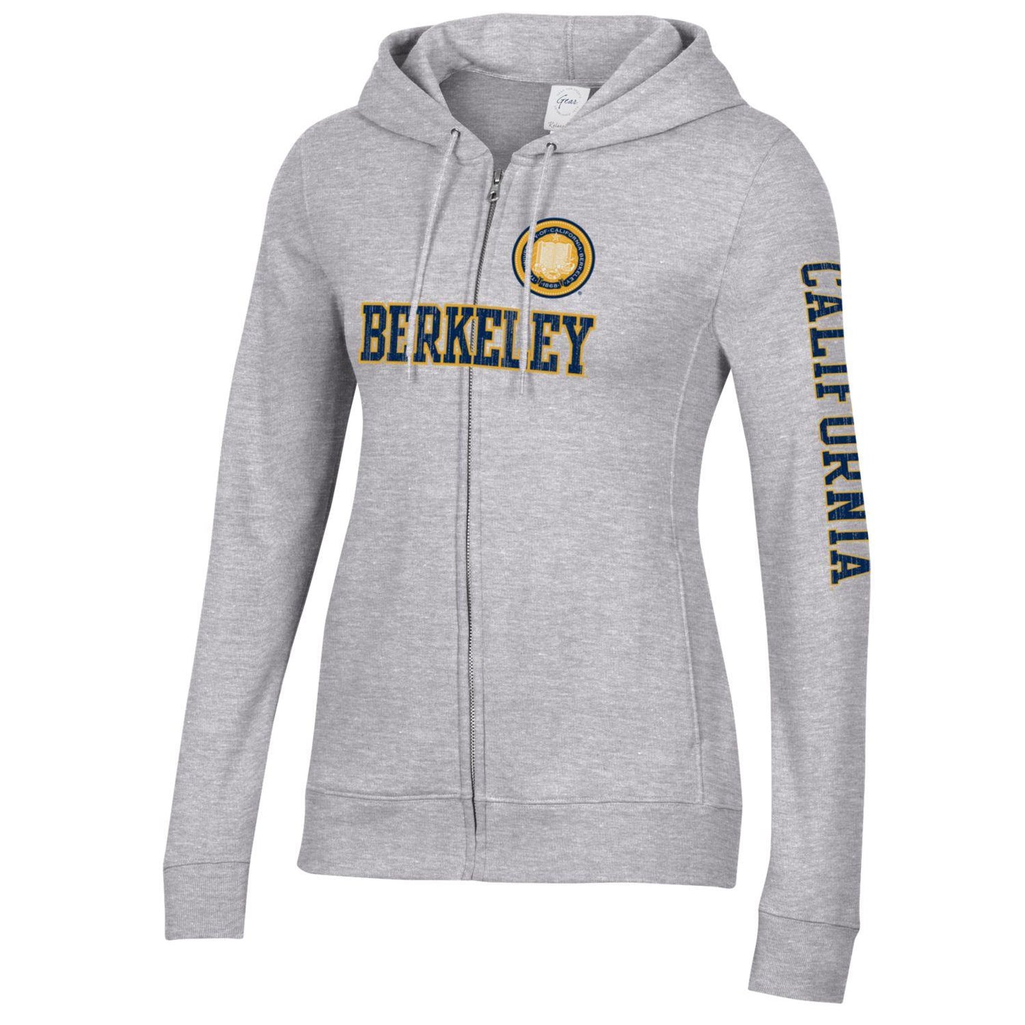 U.C. Berkeley Cal arch & seal Gear for Sports women's relax zip hoodie-Navy-Shop College Wear