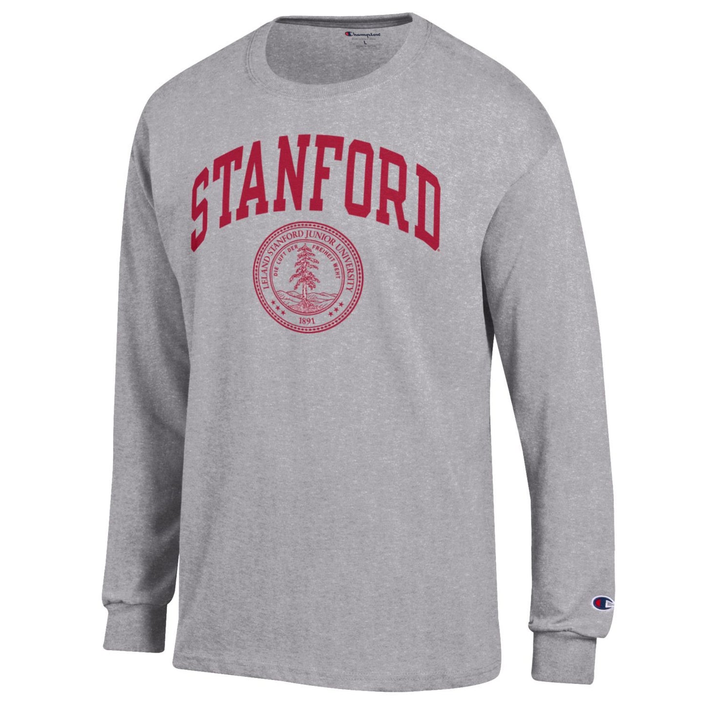 Stanford Cardinals Men's Champion Long Sleeve T-Shirt-Gray-Shop College Wear