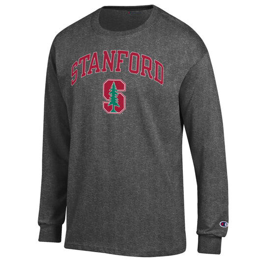 Stanford Cardinals Men's Champion Long Sleeve T-Shirt-Charcoal-Shop College Wear