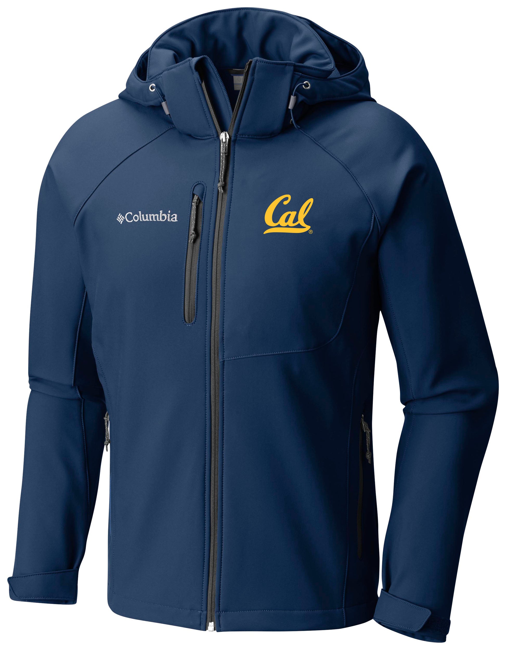 U.C. Berkeley Cal embroidered hooded softshell jacket-Navy-Shop College Wear