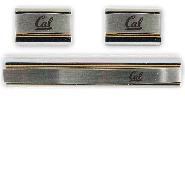 University Of California Berkeley Laser Engraved Cufflinks Set- Silver & Gold-Shop College Wear