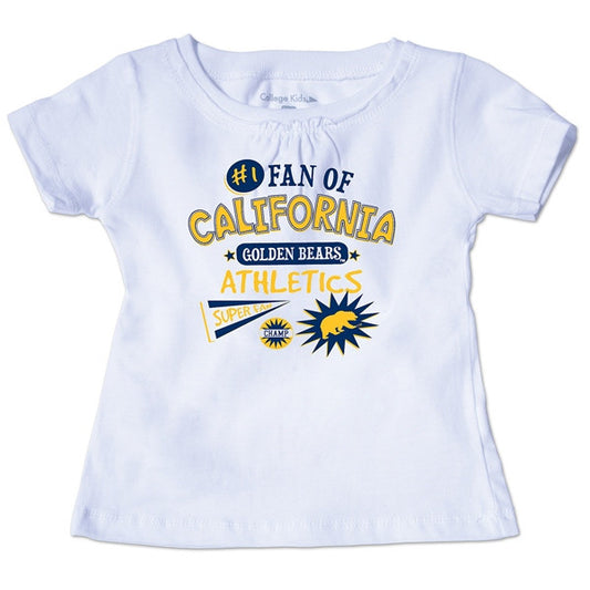 University Of California Berkeley Cal College Kids #1 Fan Girlie Tee- White-Shop College Wear