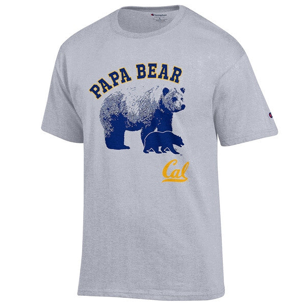 U.C. Berkeley Cal Dad Champion Papa Bear Mens T- Shirt- Grey-Shop College Wear