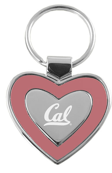 U.C. Berkeley Cal laser engraved heart key tag-Silver-Pink-Shop College Wear