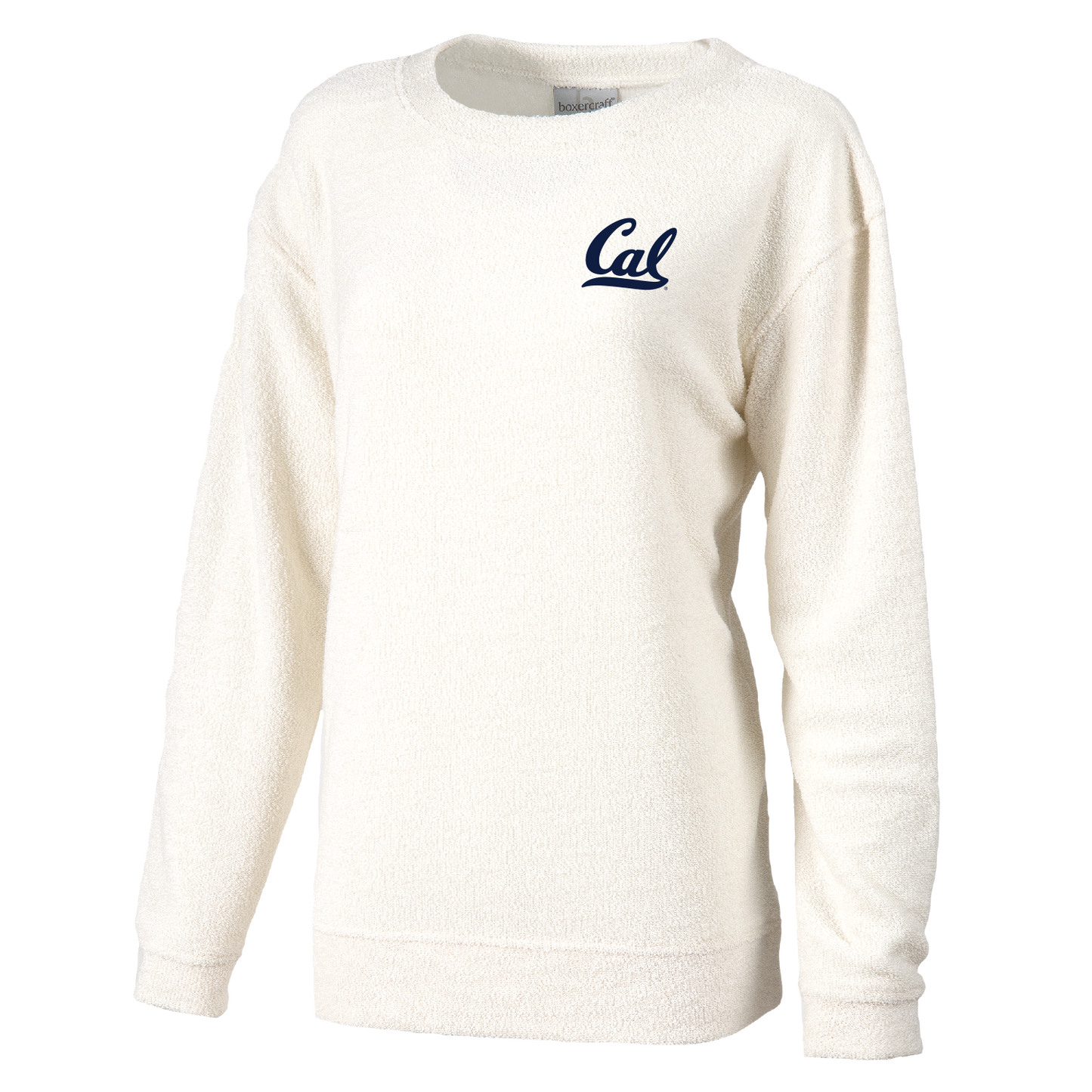 U.C. Berkeley Cal embroidered women's terry cozy crew sweatshirt-Oatmeal-Shop College Wear