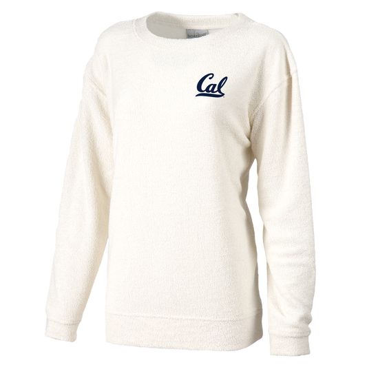 U.C. Berkeley Cal embroidered women's terry cozy crew sweatshirt-Oatmeal-Shop College Wear
