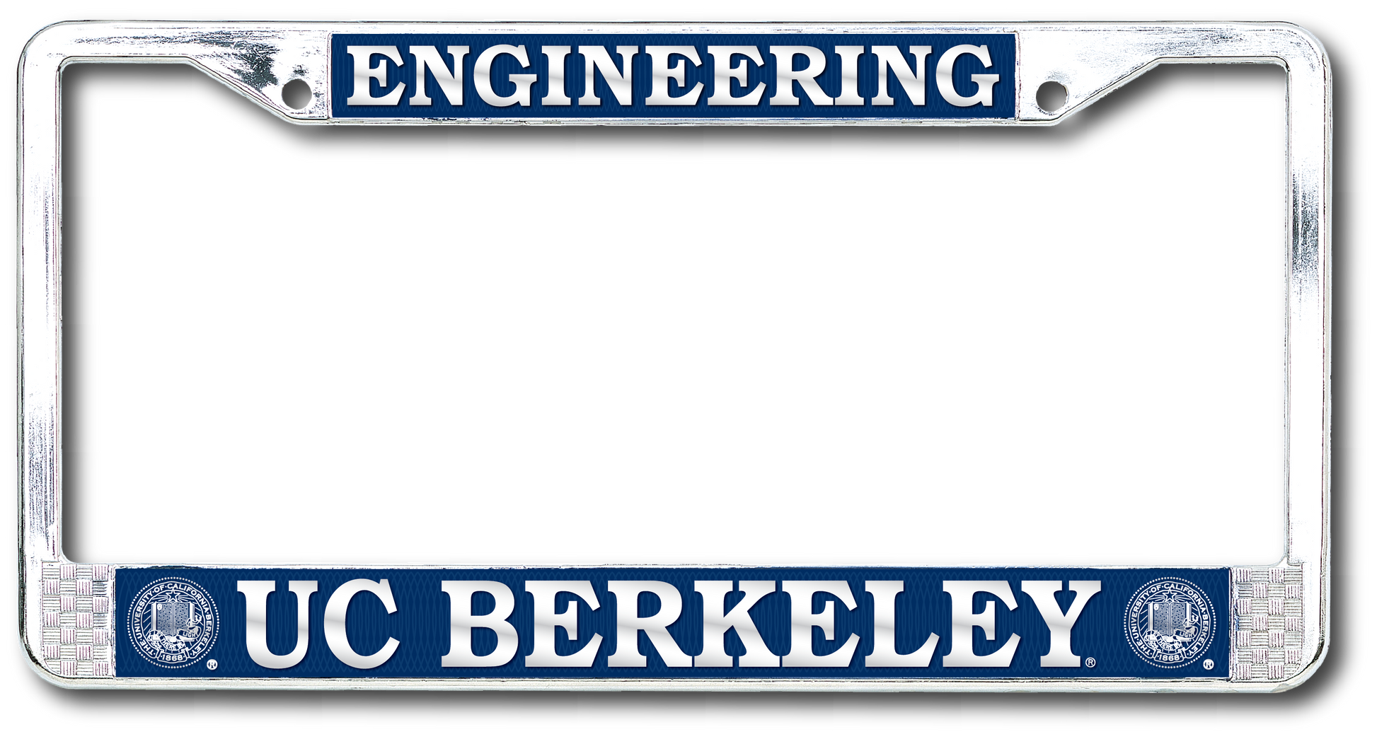 U.C. Berkeley Engineering polished chrome license plate frame silver-Shop College Wear