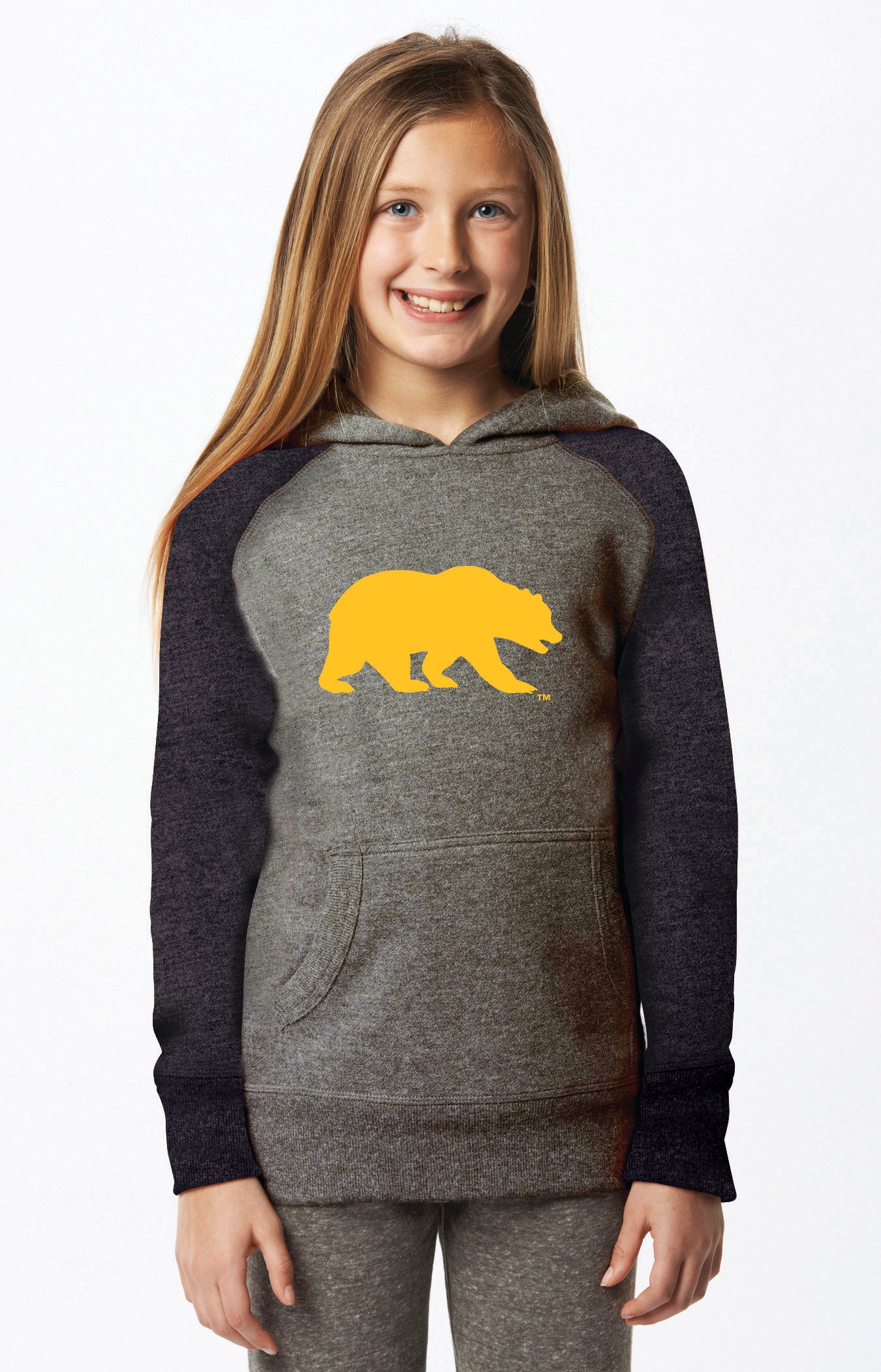 U.C. Berkeley Cal Bears Embroidered Youth Hoodie Sweatshirt Tri Blend-Gray-Shop College Wear