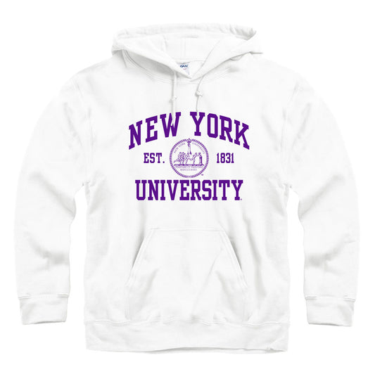 New York University NYU hoodie sweatshirt arch and seal-white-Shop College Wear