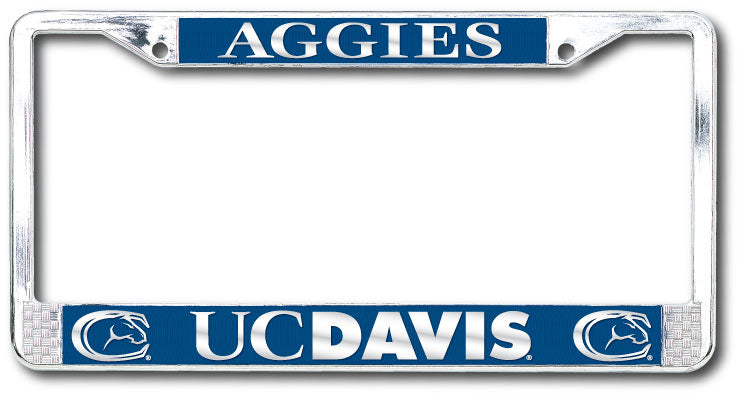 UC Davis Aggies Polished Chrome License Plate Frame-Silver-Shop College Wear