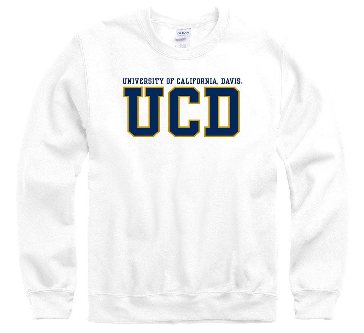 University of California Davis Aggies UCD block crew neck sweatshirt-White-Shop College Wear