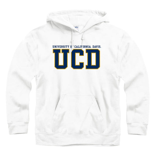 University of California Davis UCD block hoodie sweatshirt -white-Shop College Wear